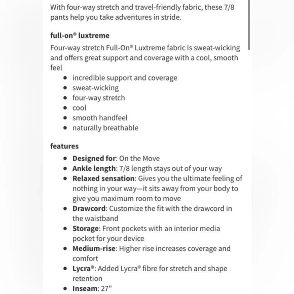 Lululemon On The Fly Pant *28" black pockets elastic waist + tie stretch ankle - Picture 9 of 9